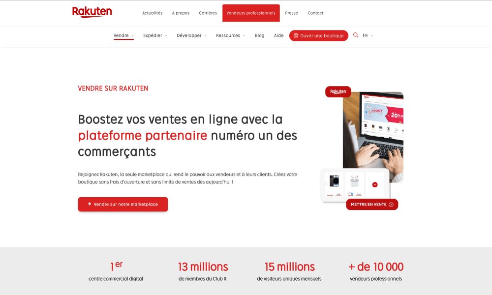 Accueil de Rakuten avant refonte